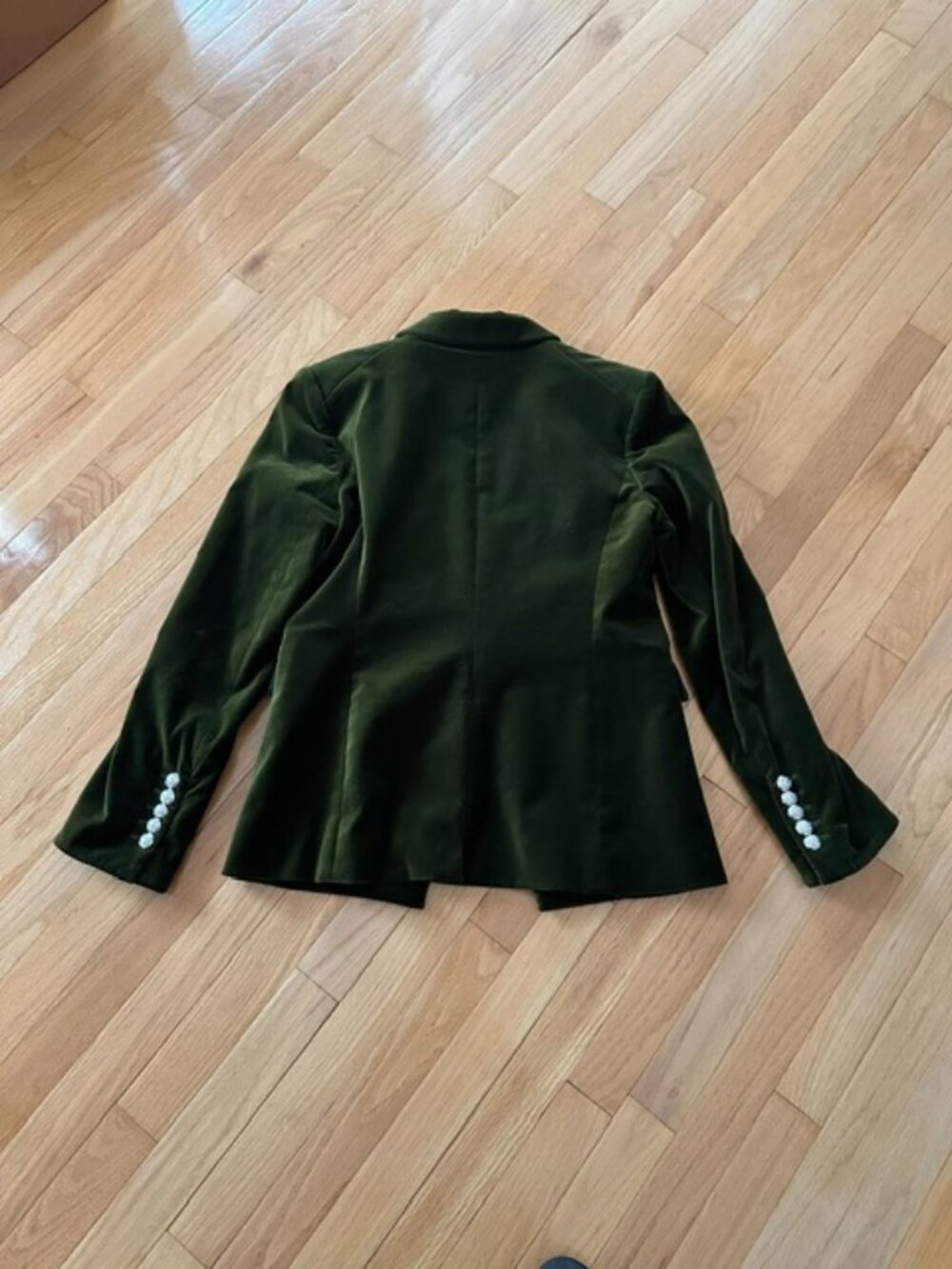 Veronica Beard Olive Stretch Velvet Lawrence Dickey Jacket - Size 8 - Picture 6 of 8